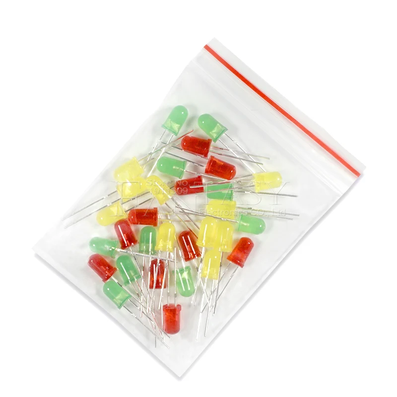 3 цвета * 10 шт. = 30 5 мм светодиодный диодный светильник набор в ассортименте желтый