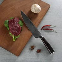 8 inch chef knife damascus steel laser pattern meat vegetable japanese light weight well balanced good grip knives for kitchen