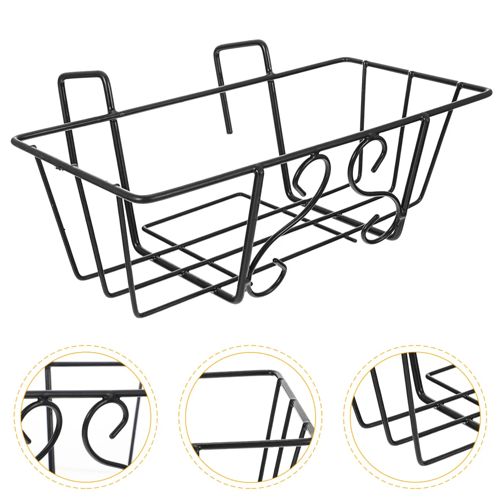 

1Pc Iron Balcony Hanging Flowerpot Rack Sqaure Railing Fence Planter Holder