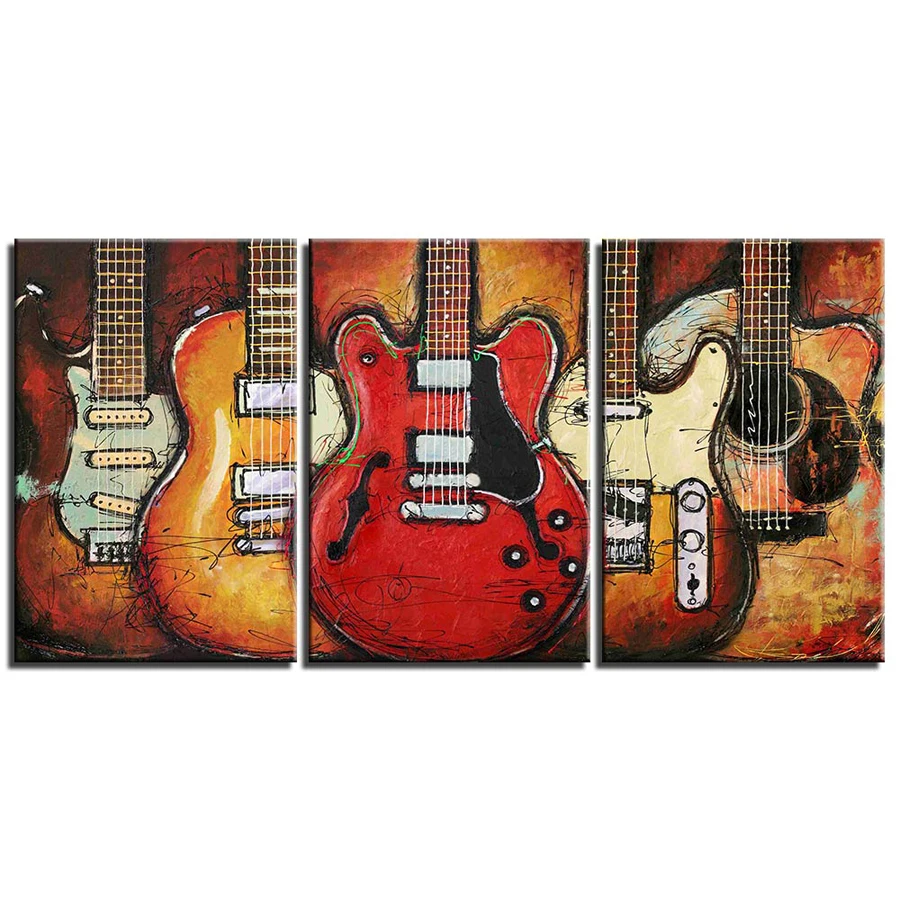 

Canvas Painting Wall Art Frame Printed Pictures 3 Panel Poster Music guitar Photo For Living Room Decor