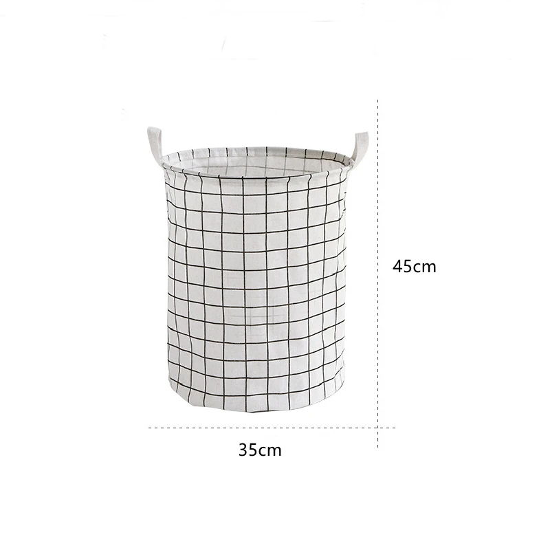 

Cotton Linen Dirty Laundry Basket Foldable Round Waterproof Organizer Bucket Clothing Children Toy Large Capacity Storage Home