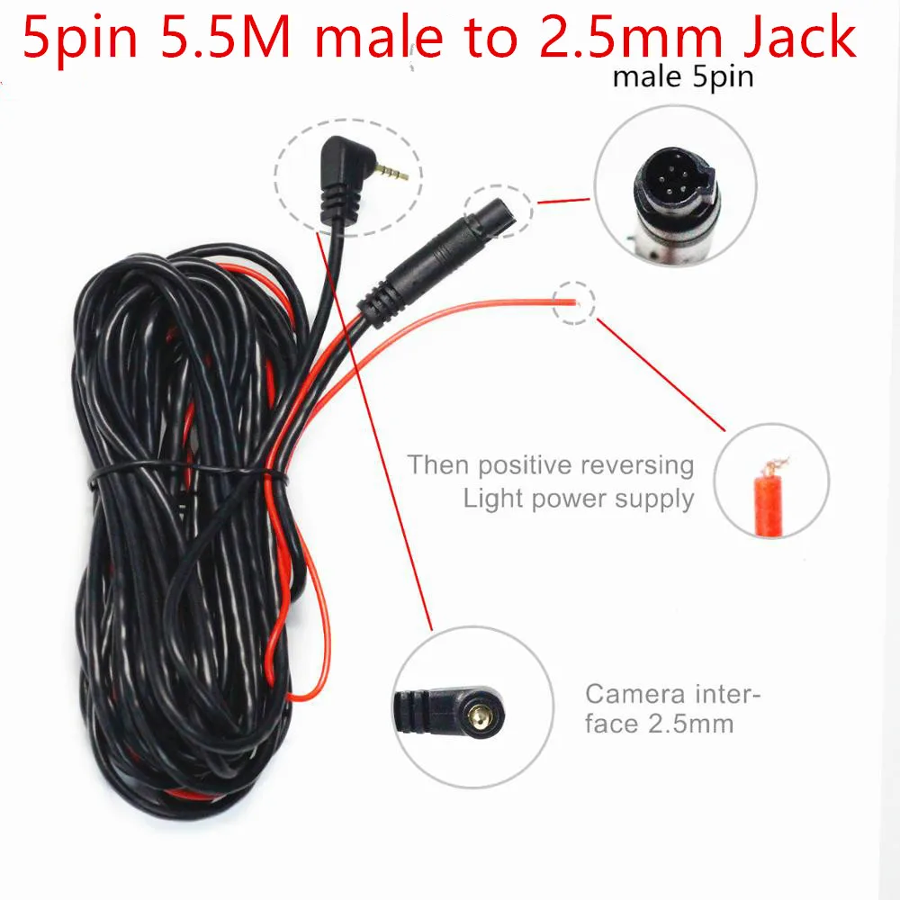 DC12V 5pin металлическая CCD HD Автомобильная камера заднего вида, ночная версия, водонепроницаемая широкоугольная резервная камера, парковочная камера заднего вида - Название цвета: only 6m cable