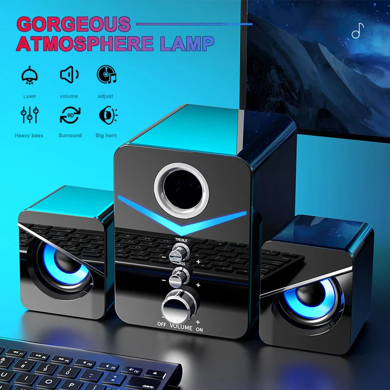 Enceinte Bluetooth-compatible Speaker Powerful Portable Wireless Column Subwoofer Music Center Portable For Desktop PC Computer