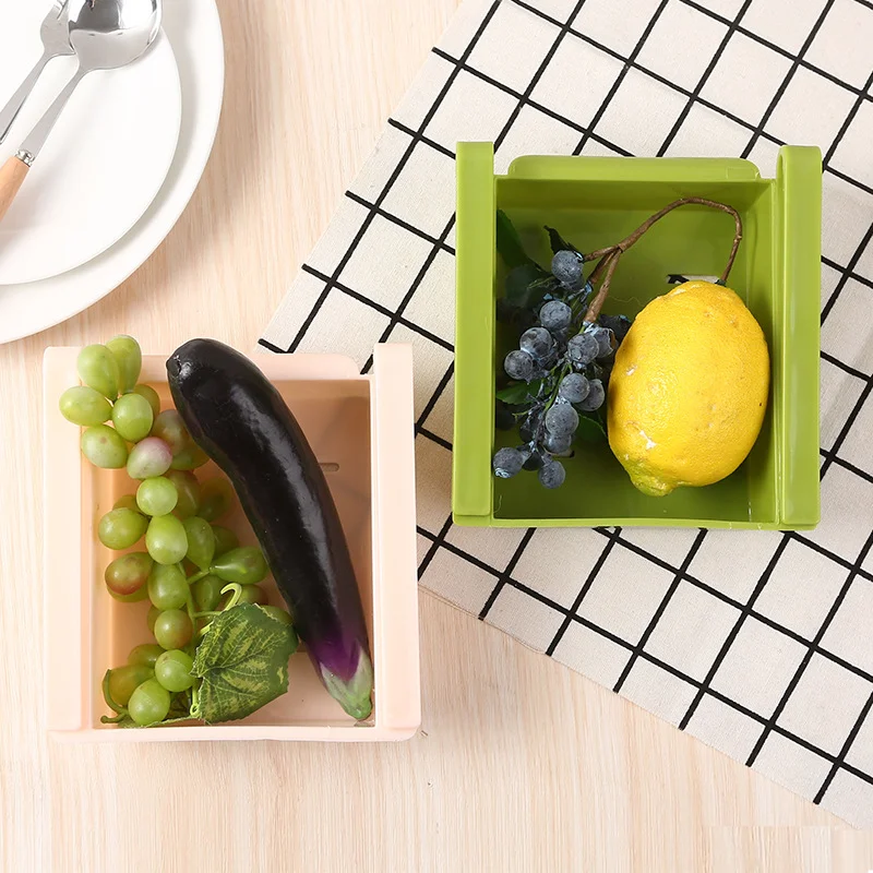 Kitchen Slide Fridge Freezer Organizer Storage Rack Space Saver Shelf Holder Drawer Organizers Box Grain |