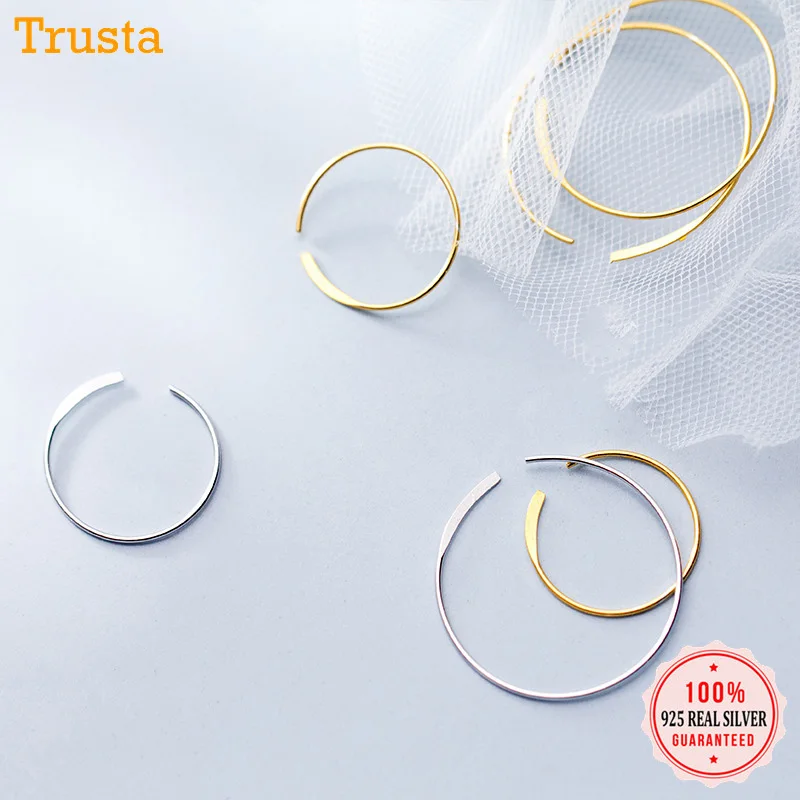 Женские серьги-кольца Trusta 100% Серебро 925 пробы на клипсе подарок для девушек и