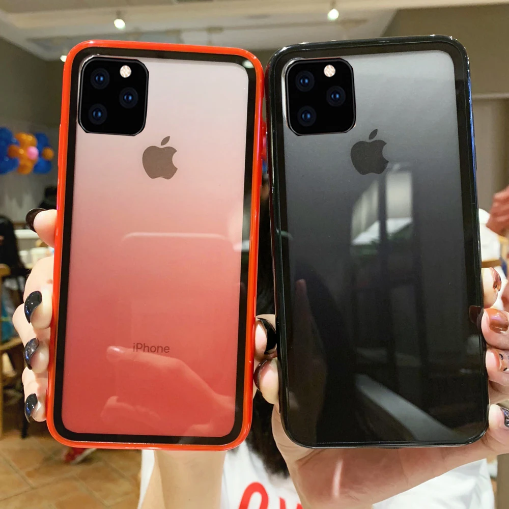 Градиентный силиконовый бампер чехол для iPhone 11 Pro Max противоударное зеркало