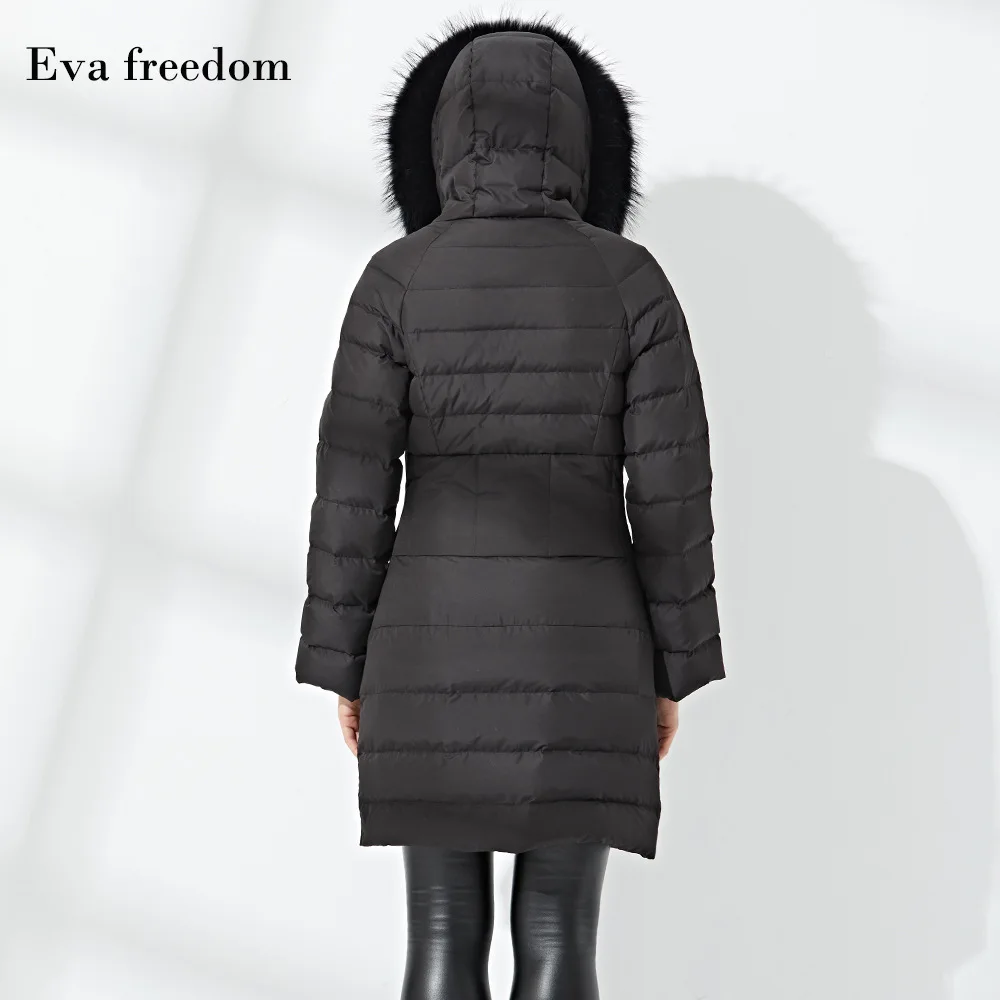 Женская зимняя куртка с натуральным мехом енота на капюшоне Корейская Толстая