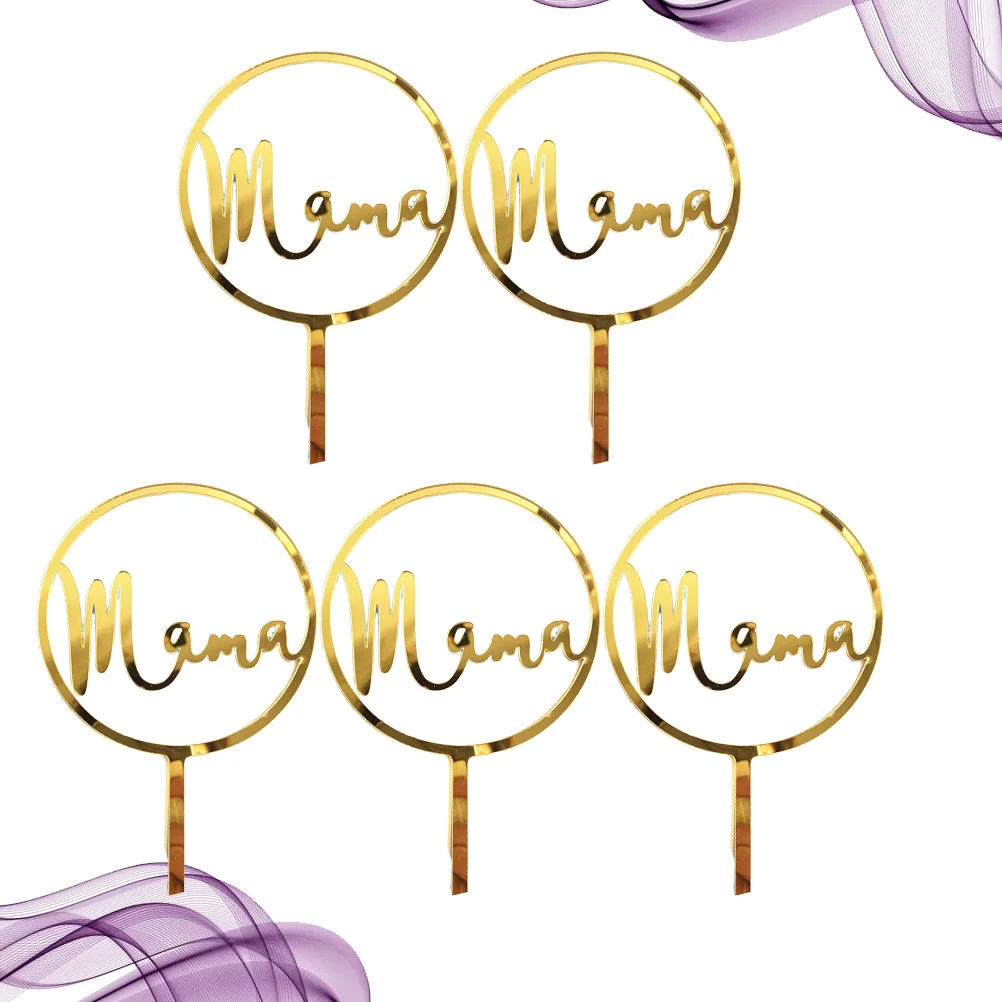 

5 шт., акриловые топперы для торта с надписью «мама»