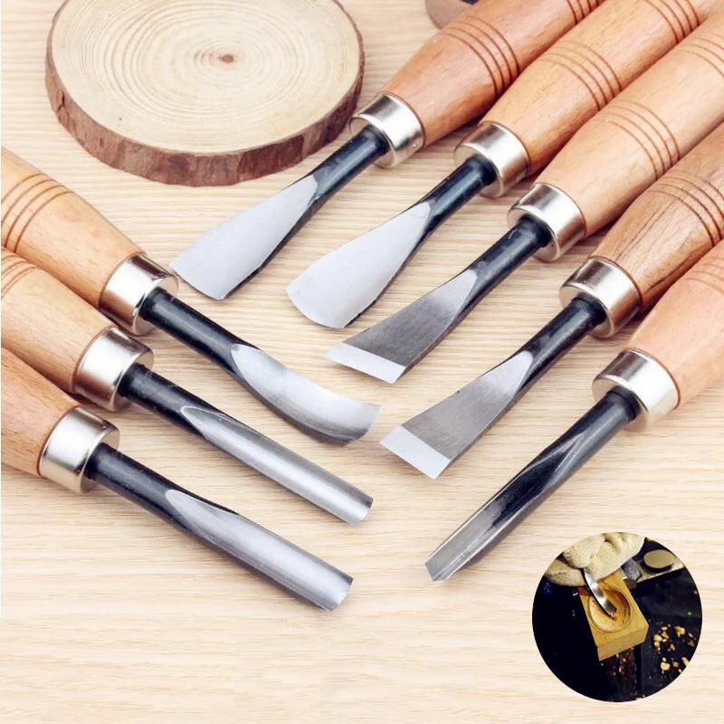 Herramientas de tallado de madera en seco a mano, cincel de tallado profesional para carpintería, 8 piezas y 6 piezas, herramientas de Gouges