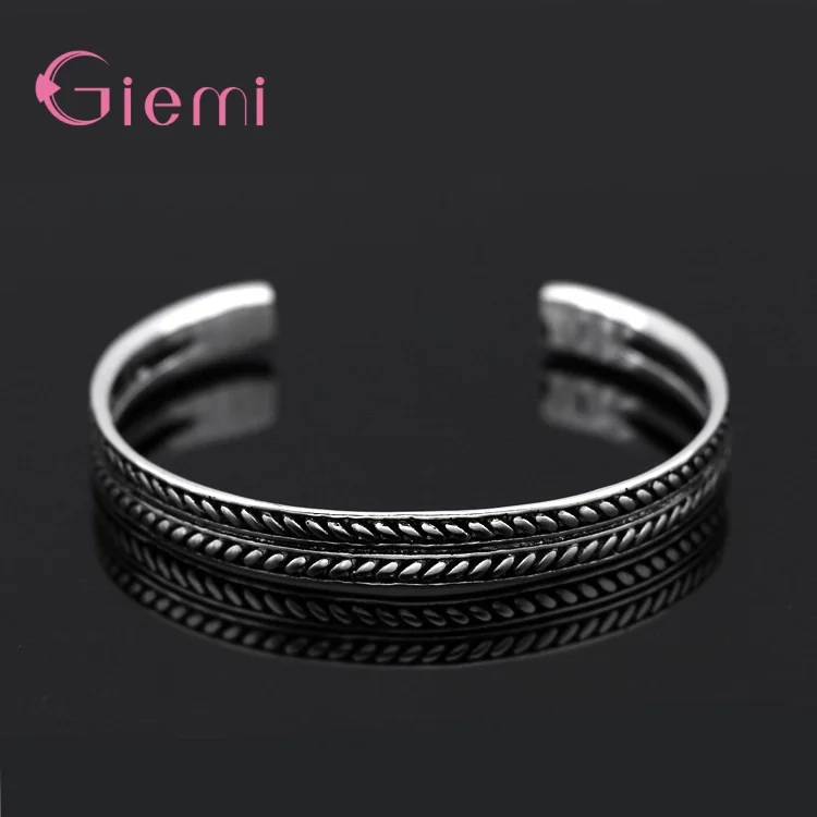 Новые винтажные серебряные кольца для мужчин женщин Браслет-манжета браслеты