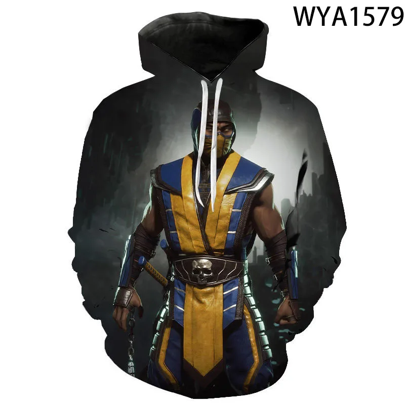 Новые повседневные толстовки с капюшоном принтом Mortal Kombat для мужчин и женщин