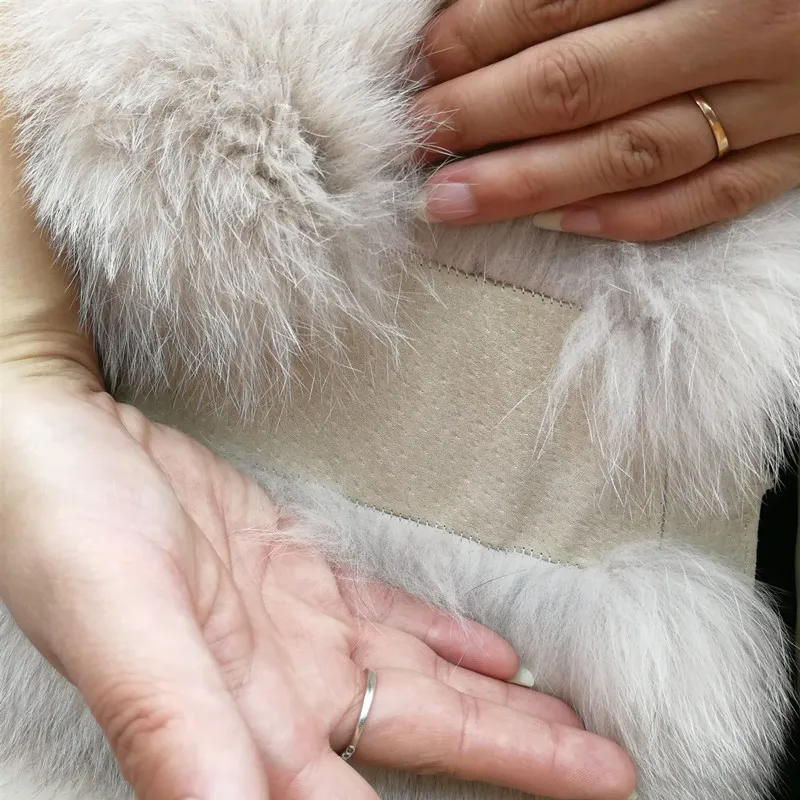 Жилет женский из натурального синего лисьего меха плотный без рукавов зимний 2019 |