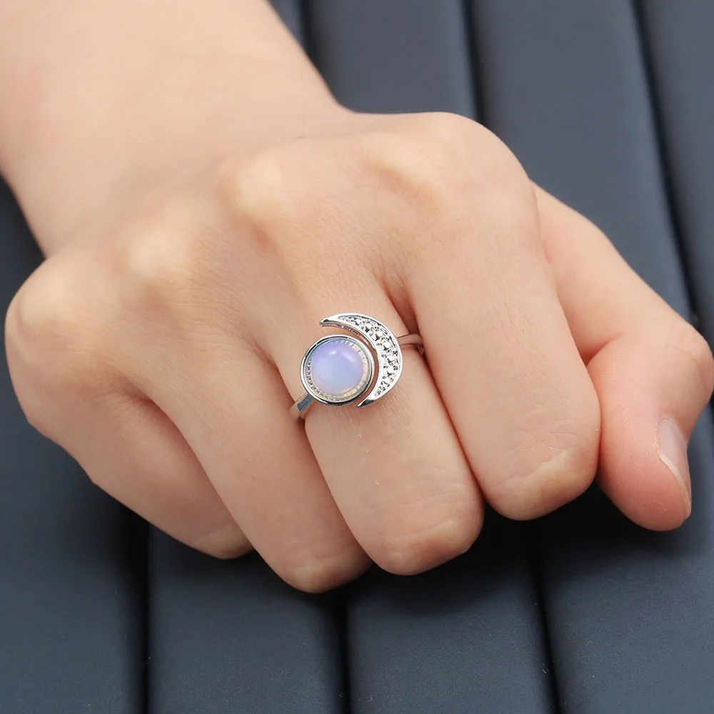 

Fashion Opal Sun Micro-inlaid Zircon Moon Size Opening Adjust Ring Lady Wedding Engagement Dazzling Finger Ring Jewelry rings