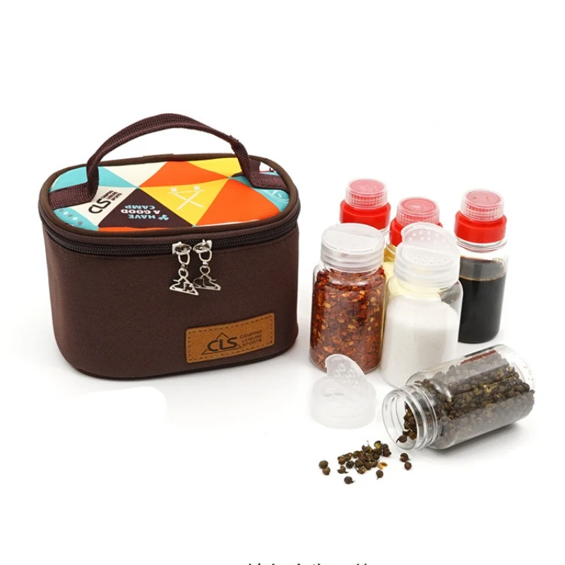 

BBQ Organizer BBQ Bag Practical Outdoor Camping Hiking Picnic Portable Picnic Basket Spices Seasoning Jar Seasoning Bottles Set