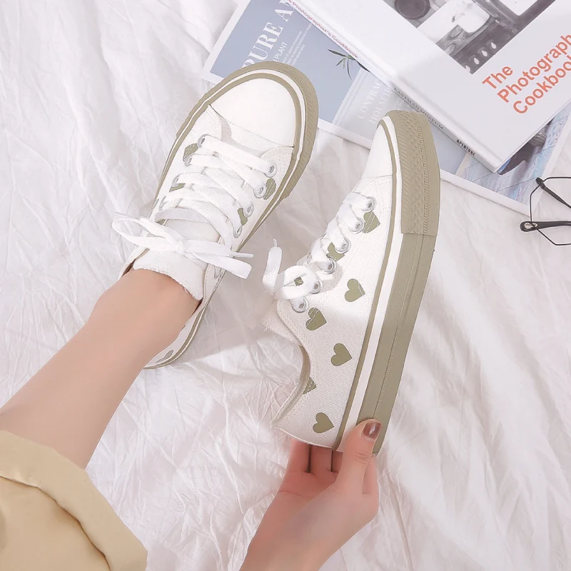 

2019 Korean women's autumn white shoes flat shoes women's white sneakers vintage canvas shoes canvas Schoenen X3-87
