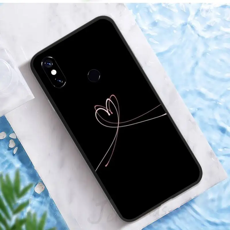 

Phone Case For Xiaomi Redmi note 7 8 9 pro 8T 9A 9S Mi Note 10 Lite pro Simple Lines Love Heart