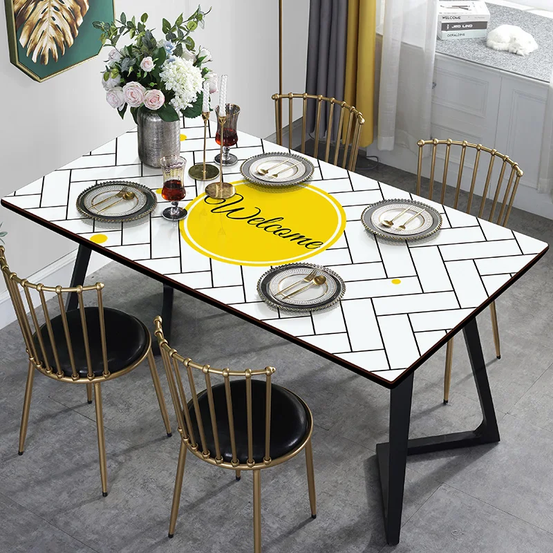 

2020 New European Modern Pvc Tablecloths Covers Home Textiles Waterproof Oilproof Plastic Soft Glass Crystal Boards Mat Almofada