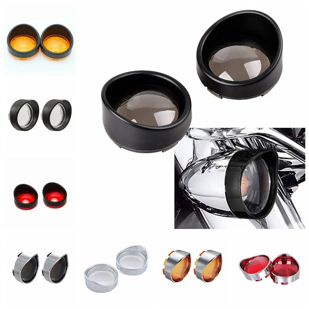 

1 пара хромированный козырек-стиль мотоциклетный светильник с поворотным сигналом безрамочный индикатор крышка объектива козырек отделка ...