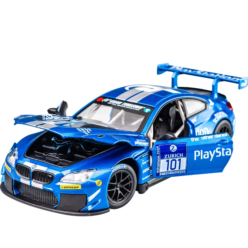 

1:24 M6 GT3 Le Mans Racing Car Free Wheeling High Light Sport Racing Car Model Toy Diecast Metal Alloy Miniature Replica