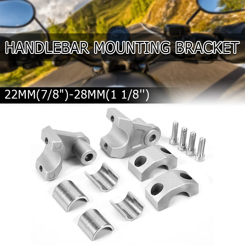 

2pcs/Set Motorcycle Handlebar Extended Bracket Silver Handlebar Riser Clamp Handle Fat Bar Mount Adapter For Car And Motorcycle