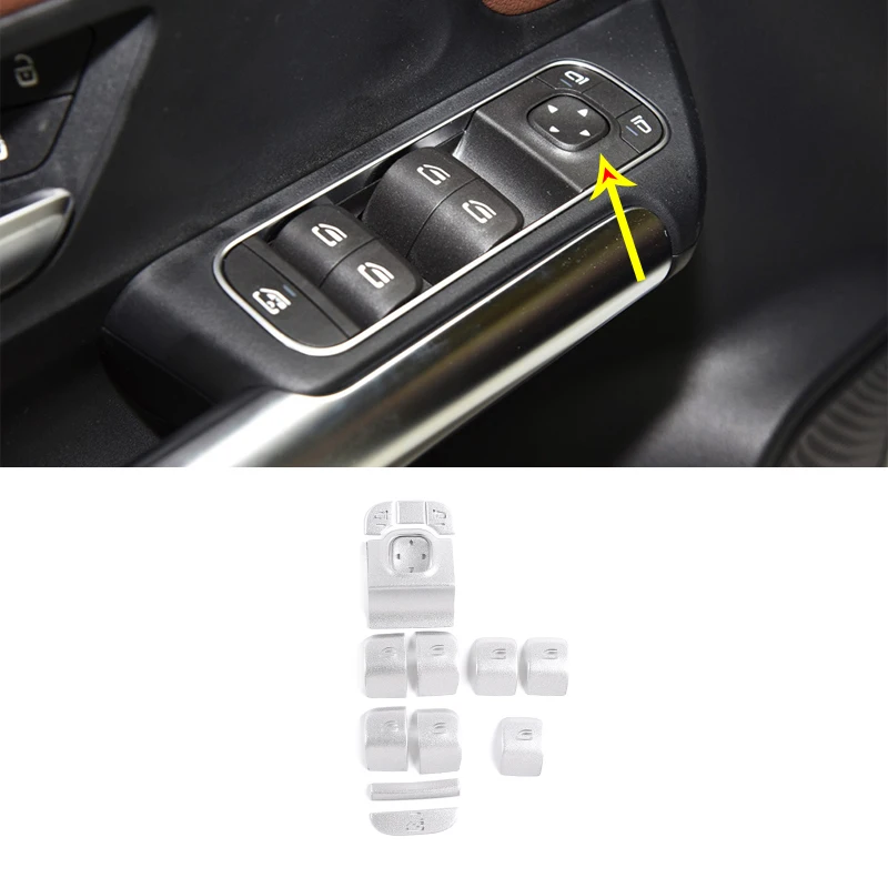 

For Mercedes Benz A B CLA GLB GLA Class W177 W247 X247 Stainless SteelCar Window Lift Button Stickers Trim Car Accessories