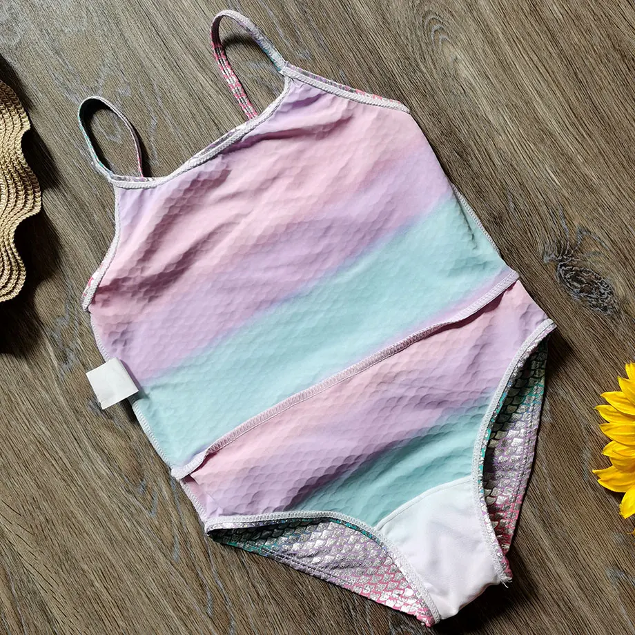 От 2 до 10 лет Купальник для девочек Цельный Детский купальный костюм Русалочки