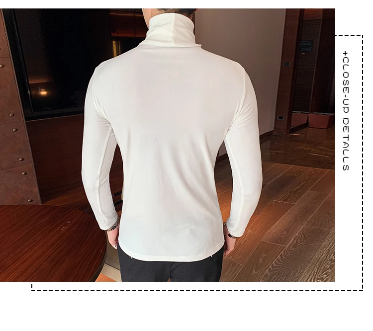 Азиатский размер Slim Fit стрейч бархат водолазка Мужская футболка с длинным рукавом осенние вечерние Нежные мужские