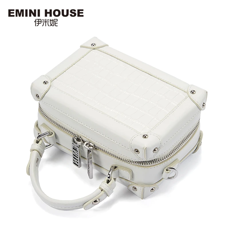 Сумка бокс EMINI HOUSE из натуральной кожи с крокодиловым узором роскошные сумки