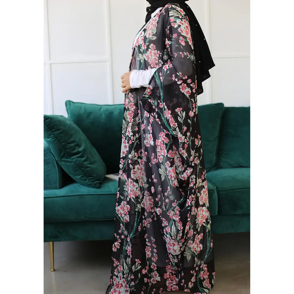 Женский шифоновый кардиган Abaya свободный тонкий с рукавом летучая мышь из Дубаи