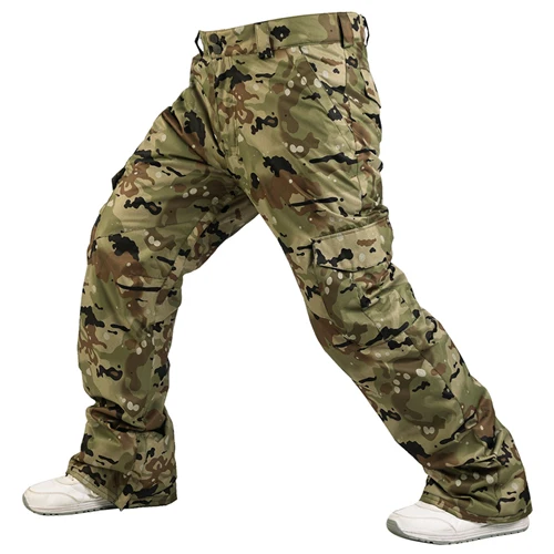 Khaki Camouflage Зимние мужские 10K водонепроницаемые Сноубордические штаны лыжные штаны дышащие зимние брюки мужские s термальное катание на сноуборде и лыжах брюки-30 градусов - Цвет: Khaki Camouflage