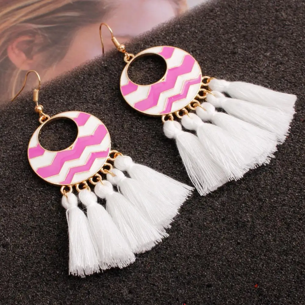 Новинка модные женские винтажные серьги-капли с кисточками в стиле бохо черные