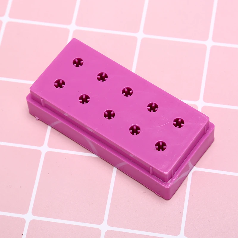 10 отверстий Держатель для фрез ногтей органайзер маникюра коробка хранения