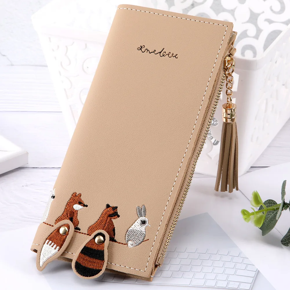 Женские кошельки 2020 модный длинный кожаный держатель для карт с кисточкой