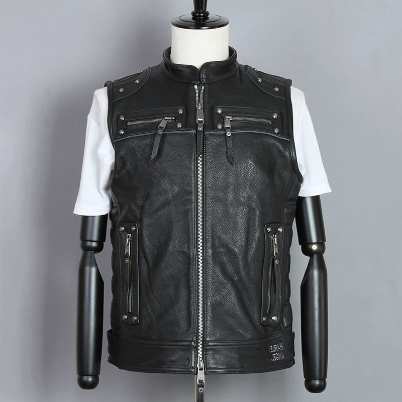 2020 Модный Профессиональный мотоциклетный Байкерский жилет из воловьей кожи