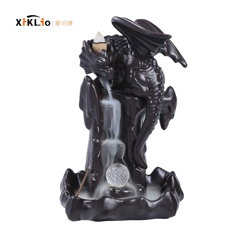 

nordic style retro Creative ceramic Pterodactyl LED Light Backflow Animal figurines aroma burner art Craftwork desk decoration