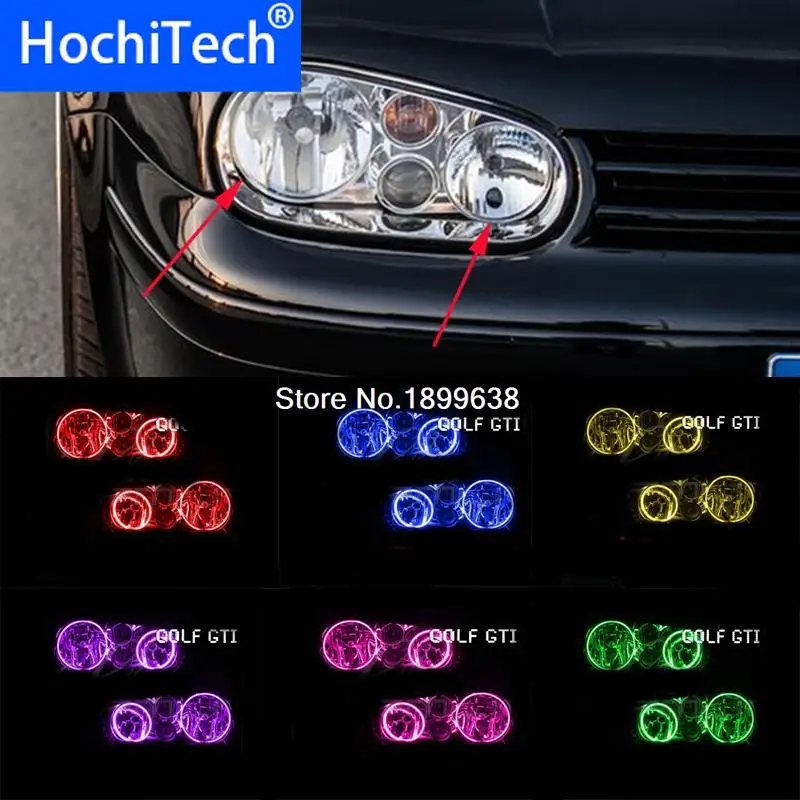 Для VW Volkswagen Гольф 4 GT 1998 2004 RGB светодиодный фар колец halo ангел демон глаза с пульта