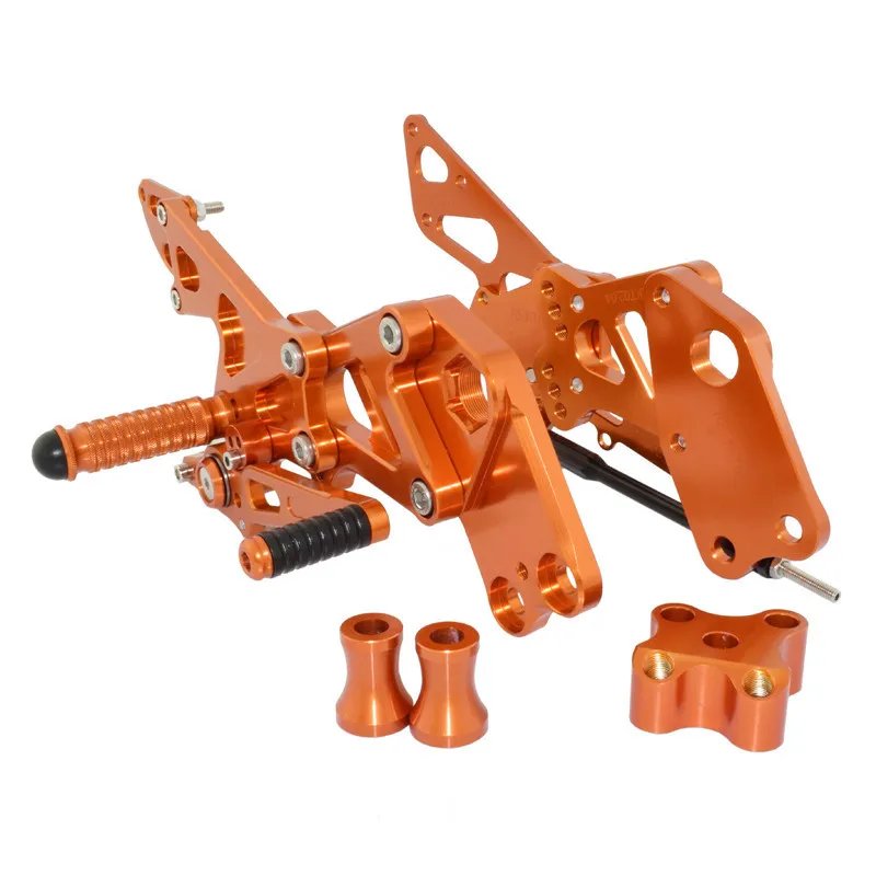 Waase для KTM RC125 RC200 RC390 RC 125 200 390- регулируемые наездники задние наборы Rearset Подножка для ног колышки - Цвет: Orange-2