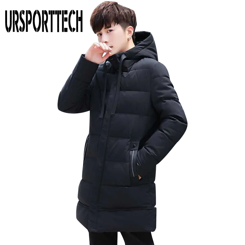 URSPORTTECH Winter Coat Men Parka Black Waterproof Winter Hooded Jacket Men Casual Thick Warm Coat Men Outwear Plus Size M-4XL
