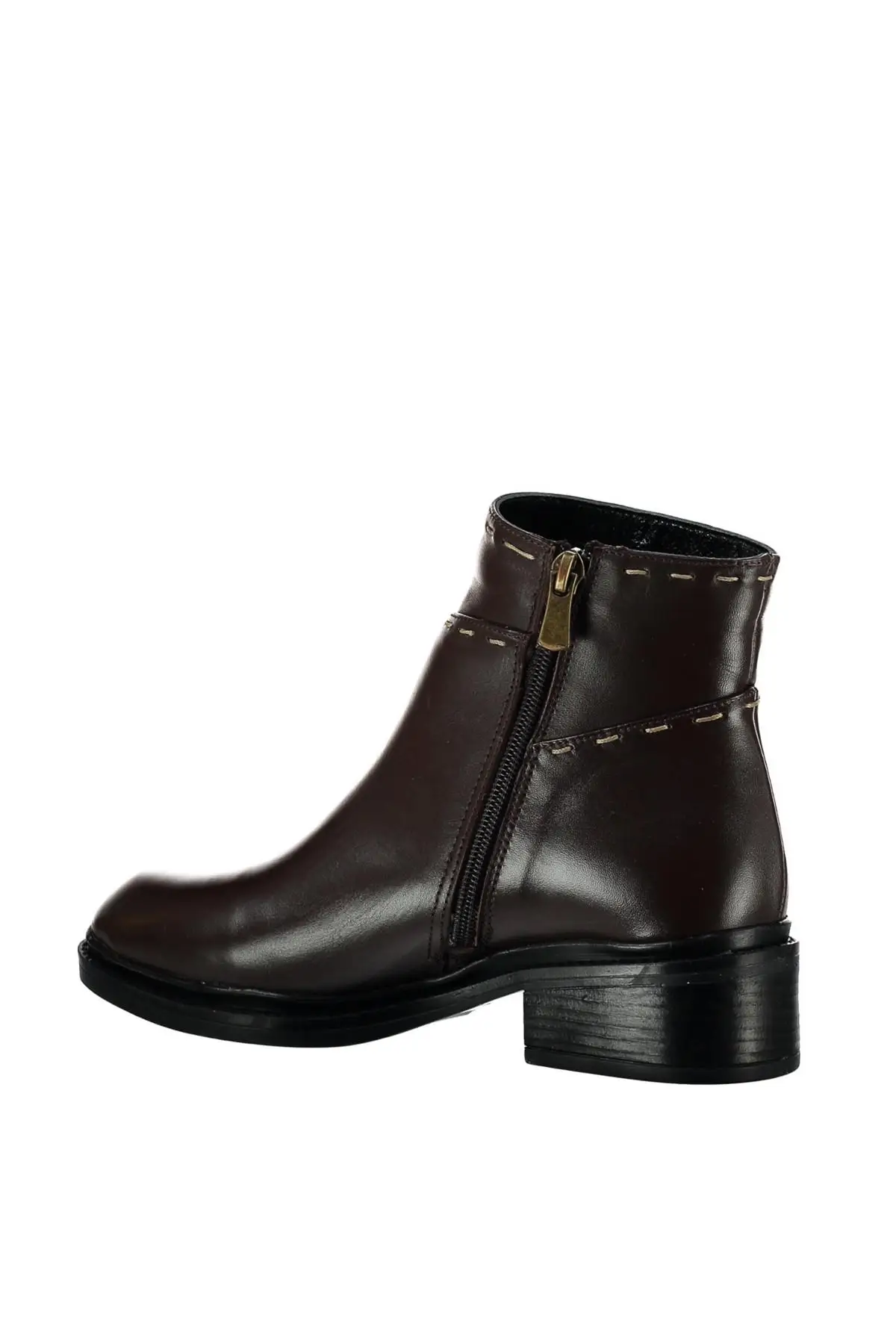 Женские Темно коричневые ботинки из натуральной кожи с жемчугом коллекция