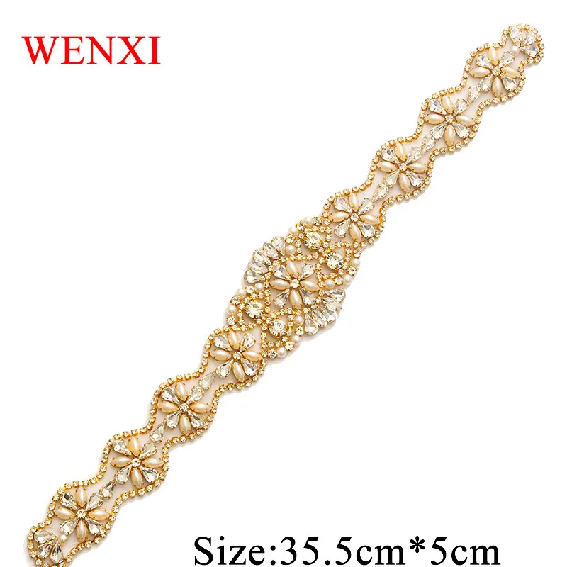 WENXI (10 шт.) ручная расшитая бисером пришивная Серебристая аппликация со стразами