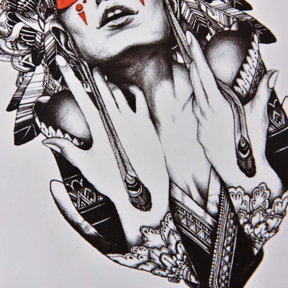 

1 pcs Retro Waterproof Sexy Indian Women Temporary Tattoo Large Arm Body Art Tattoos Sticker
