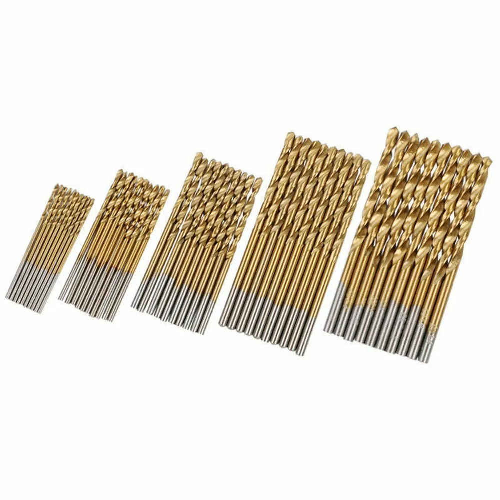 

100pcs Titanium Coated HSS High Speed Steel Drill Bit Set Drilling Wood & Metal For DIY, Home And General Building/Engineering