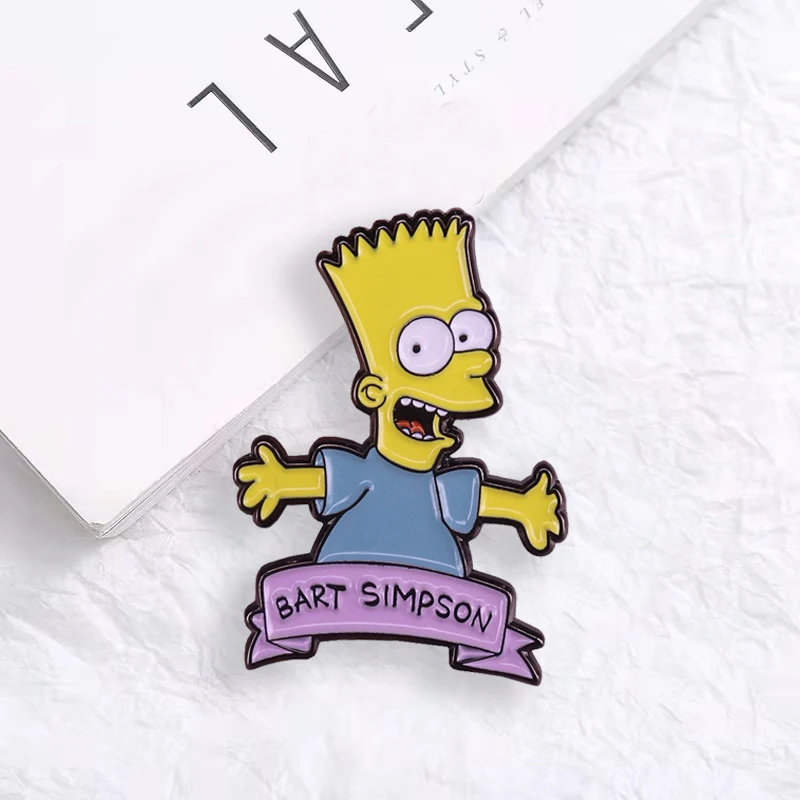 

Cartoon Cosplay Anime Brooch Bart Simpson Badge Funny Animation Pin Clothes Backpack Accessories Send Friends New Year Gifts