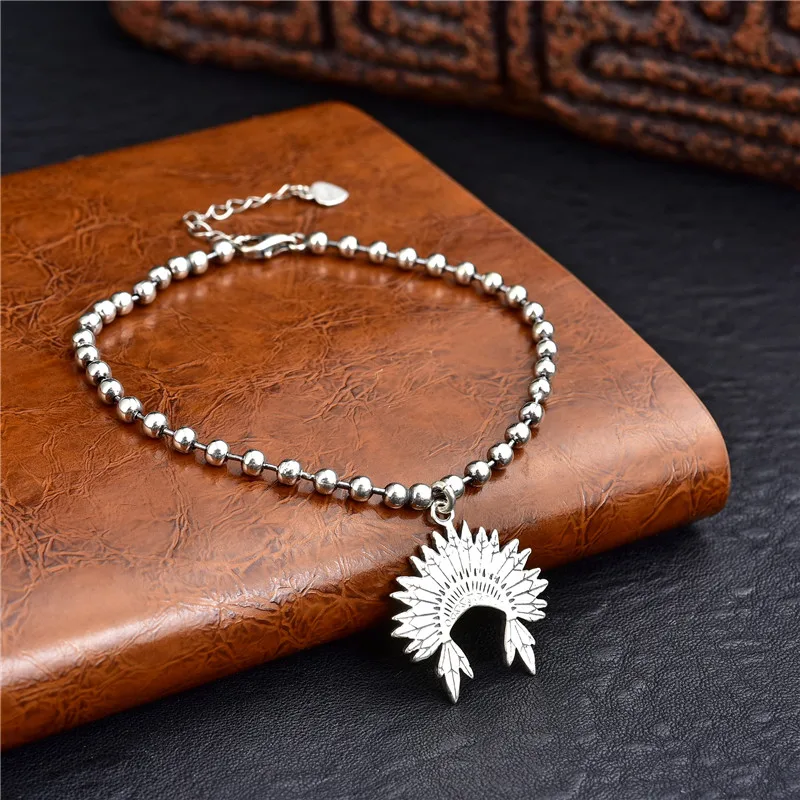 Hot Sale 100% Sterling Silver 925 Indian Pendant Bead Bracelet Woman Party Boutique Wedding Gift | Украшения и аксессуары