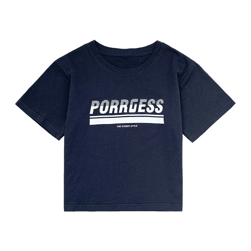 

2021 Summer boys fashion letter printing T shirts Korean style kids casual cotton thin cool Tees 1-6Y