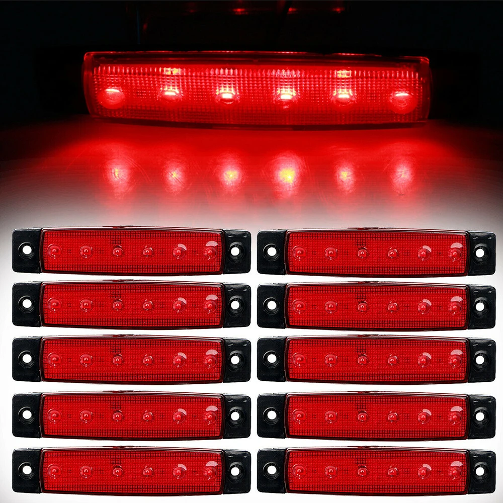 10 шт. Красный 6 светодиосветодиодный габаритный боковой маркер Лодка Грузовик