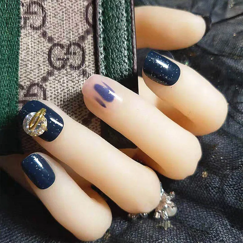 style4 24 шт, Модные накладные ногти с клеем для девочек, карамельный цвет, серый, сделай сам, ногти для дизайна ногтей, 3D, луна, стиль, дизайн, для наращивания, нажмите на ногти, Короткие - Цвет: style4