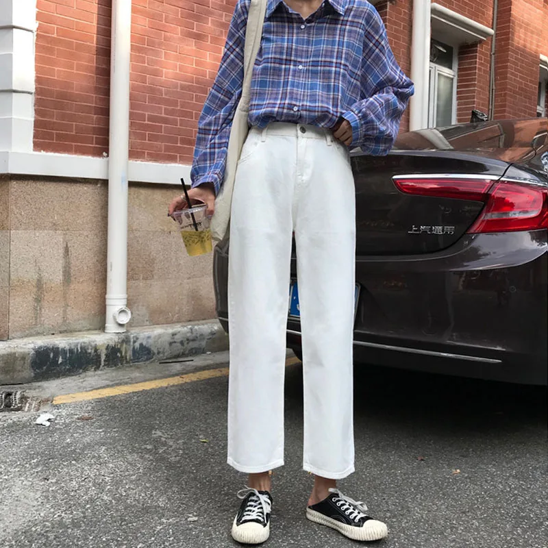 Женские джинсы свободные модные элегантные универсальные корейский стиль