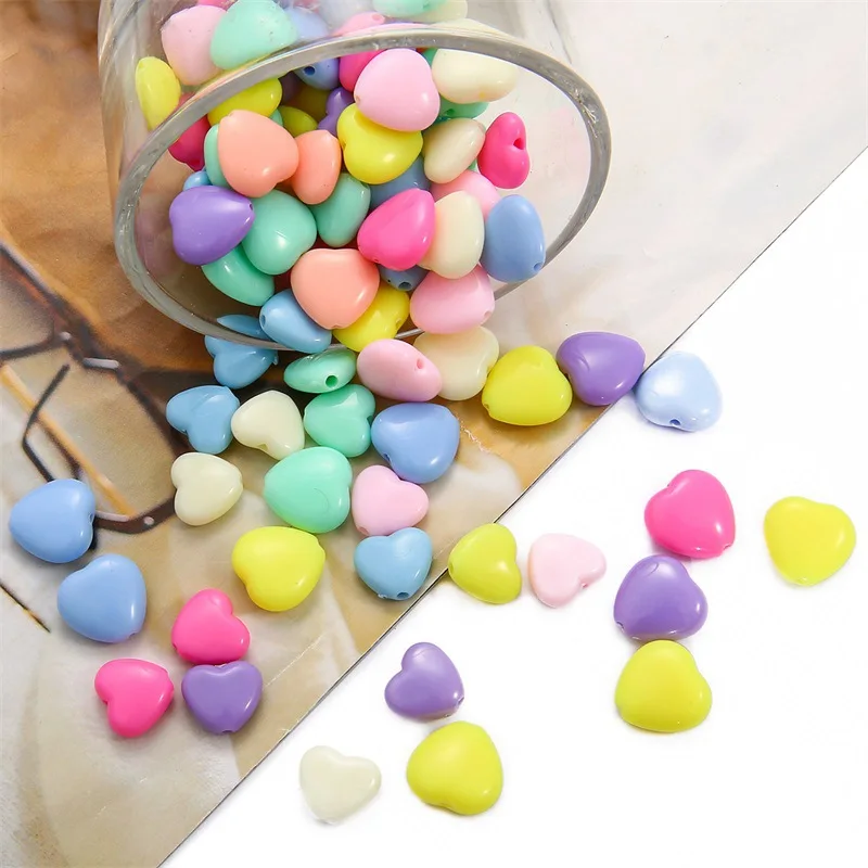 

30pcs/Lot 12mm Peach Heart Color Acrylic Beads Loose Spacer Beads For Diy Necklace Bracelet Making Accessories