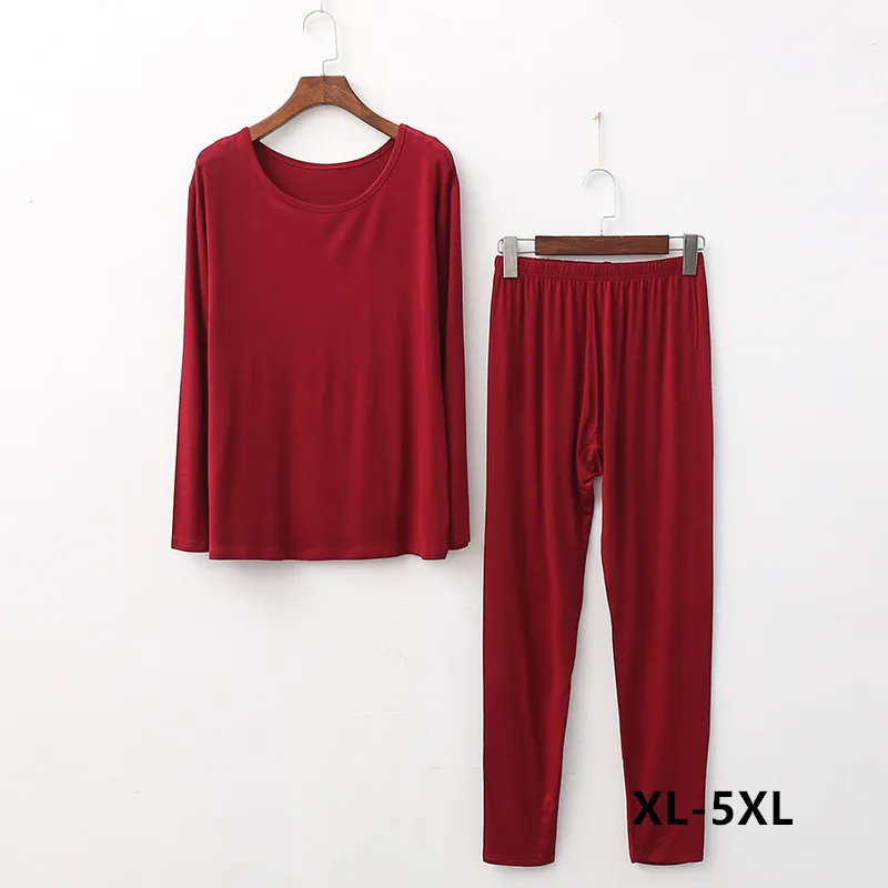 5XL Women's Plus Size Sleepwear Pajamas Set Spring Autumn Loungewear Pijamas Suit Modal Cotton Nightwear Pyjama Femme 8 Color